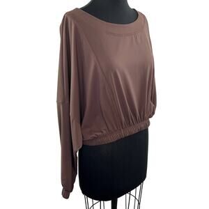 Balance Athletica Brown Outlander Crew Top Crop Sweatshirt Pullover Relaxed M